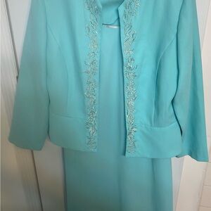 Elegant Aqua Embroidered Suit Set